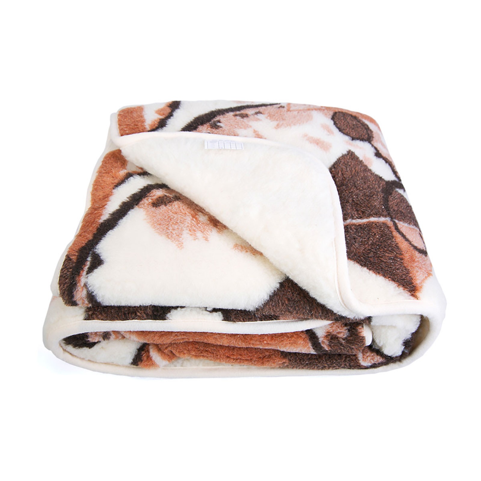 Одеяло из овечьей шерсти 145x200 с коричневым рисунком